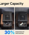 Biometric Gun Safe With 3 Quick Access Modes open showing increased storage capacity with firearms and valuables inside.