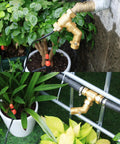 No Sweat Brass Garden Hose Filter With Rock Solid Dual Mesh Stainless Steel Screen and Quick Shut Off Valve for RV camping use.