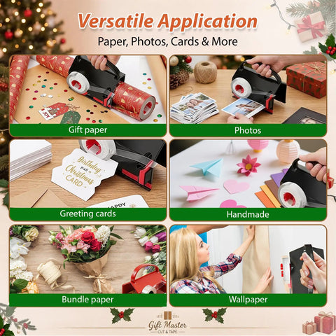 Game Changing Gift Wrap Cutter With Built In Tape Dispenser Slick Gliding Blade for gift wrapping, photos, and handmade crafts.