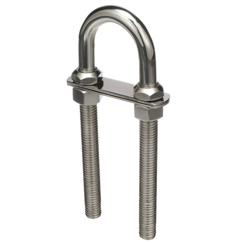 Stainless Steel Bow Eye With 1/2 Inch Thread, 4.75 Inch Overall Length, Workhorse Heavy Duty Tow Eye For Trailer Winches, Face Plate 3/4 X 3 Inches