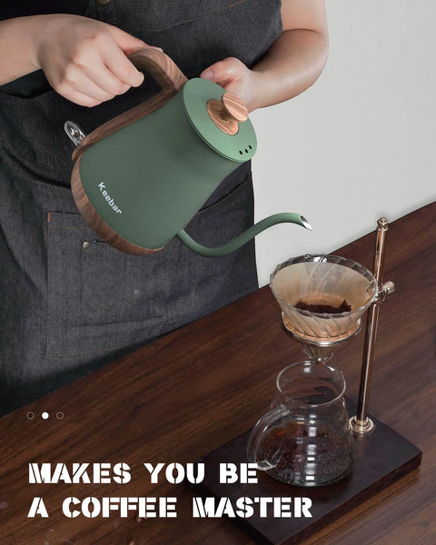 Gooseneck Electric Kettle 0.8L 1000W Stainless Steel Pour Over Kettle For Coffee And Tea With Auto Shut Off, Matcha Green.