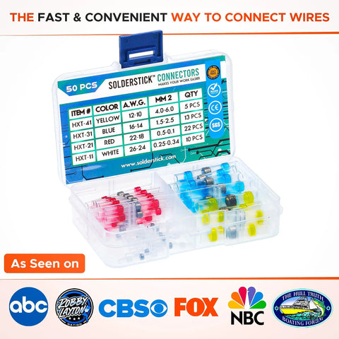 Waterproof Solder Seal Wire Connectors Kit With Heat Shrink Insulated Splice Connectors 50 Pieces Open Case