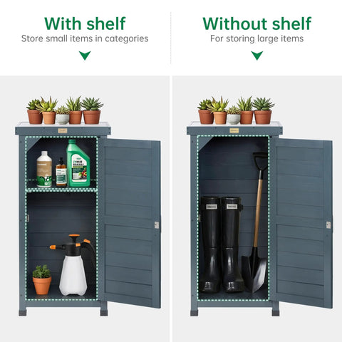 Must Have Outdoor Storage Cabinet And Potting Bench With Metal Top Shelves For Patio Garden Easy Setup Weatherproof Wooden Planting Workstation In Anthracite Grey