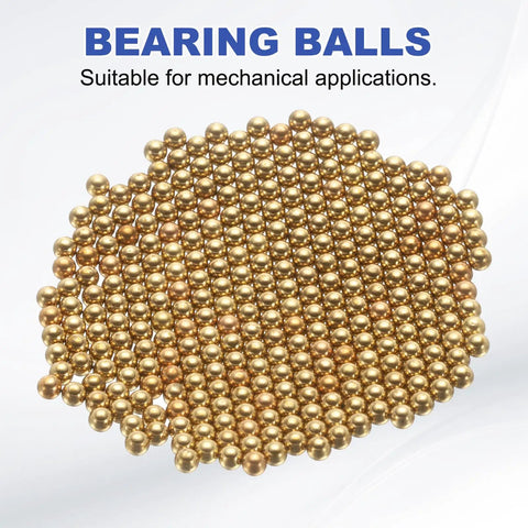 Top Shelf Precision 300 Pack H65 Brass Bearing Balls 2 mm G200 Metal Spheres laid out for mechanical use.