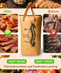 BBQ meat thermal blanket before and after grilling, showing meat freshness with 21 Inch BBQ Thermal Blanket For Resting Meat And Heat Resistant Nonstick Grill Tool Set For Outdoor Camping And Backyard Grilling Reusable Waterproof Heavy Duty Barbecue Gear Gift For Dad And Grill Fans