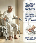 Rock Solid Toilet Safety Rails For Seniors With Heavy Duty 500 Lbs Capacity And No Sweat Drill Free Setup For Easy Bathroom Assist And Senior Trusted Elderly Support Frames, sturdy toilet chair for safe use.