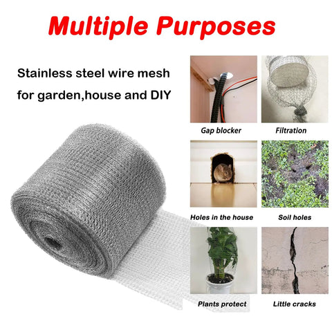 Stainless Steel Wire Mesh Roll For Rodent Control 5 Inch By 30 Foot Hole Filler Flexible Mesh for Various Home Uses
