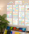 Calm Down Corner Posters for Classrooms Set, 19 Piece Pastel Emotions Poster Pack for Feeling Management, mental health decor on wall.