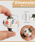 Swanky Vintage Pumpkin Drawer Knobs, Six Piece Ceramic Cabinet Pulls With A Vibrant Red Flower And Branch Print, Killer Antique Furniture Hardware That Makes Any Kitchen Look Absolutely Dope, dimensions shown.