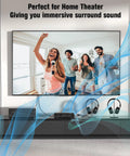 Image of a lively home theater scene with friends singing, showcasing 15 Ft Optical Audio Cable Hella Tough Nylon Braided Toslink Digital Spdif Fiber Optic Wire for sound.