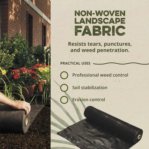 Commercial-Grade Weed Control Fabric 4 Ft By 250 Ft, Tough-As-Nails Woven Landscape Barrier for outdoor projects