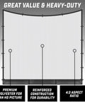 Replacement Simulator Screen For 10 X 8 Foot Range Cage Upgrade Any Style Range Cage To A Full On Simulator Bay Not Compatible With Other Brands At All, showing heavy-duty polyester screen, 4:3 ratio