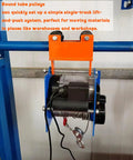 Rock Solid 1100 Lb Round Pipe Hoist Trolley Built Like A Tank With Thick Manganese Steel shown with round tube pulleys for easy lifting.