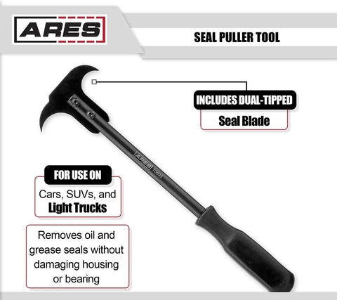 Dual Hook Tip Seal Puller Set With Heavy Duty Chrome Moly Blades For Ripping Out Stubborn Oil And Grease Seals Fast, features dual-tipped blade.