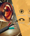 Eight Foot 16 Over 4 Sjoow Heavy Duty Extension Cable 16 Gauge 4 Conductor Portable Power Wire Hella Durable 300V ETL Certified with copper strands