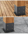 Installed 6x6 Post Base Set Of 4 With Inner 5.6x5.6 Post Anchors 13 Gauge Solid Steel Black Powder Coated for decks and surfaces