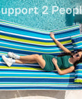 Two Person Heavy Duty Hammock With Stand And Padded Cotton, Detachable Pillow, Strong Curved Bar, Portable Carrying Bag, Built For Indoor And Outdoor Chill Sessions In Dark Cyan