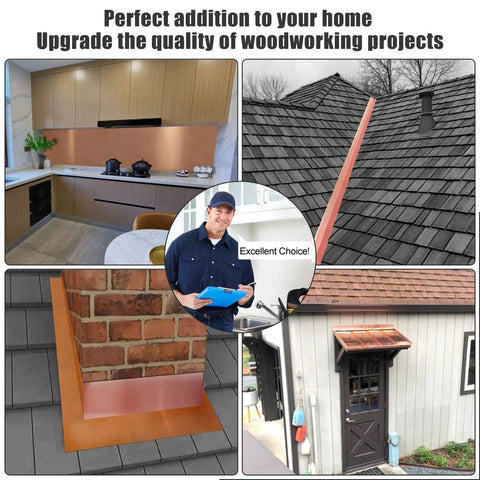 Pro Grade Copper Flashing Roll 99.95 Percent Pure 16 Oz 24 Gauge 0.5mm Thick Four Inch Wide by Ten Feet Long used on various projects