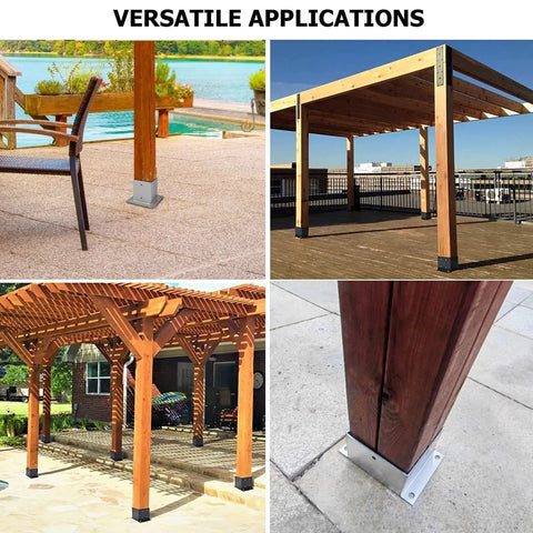 Heavy Duty Post Anchor Brackets Kit For Concrete And Wood Decking Base Plate Black 4x4 Posts Easy Install Metal Flange For Pergolas Fences And Mailboxes Rust Resistant 304 Stainless Steel Supports 440lb Load