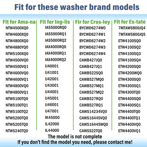 List of compatible washer models for High Quality Plug And Play Top Load Washer Bearing And Seal Kit Easy Spin Cycle Fix Compatible With Whirlpool Kenmore Maytag Admiral Amana Washing Machines Replaces 470615