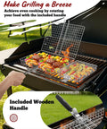 Two Pack Nesting Grill Baskets With Removable Handles For Outdoor BBQ Grillin Barbecue Gear Stainless Steel Camping