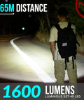 Person illuminated by TX11 Tactical Flashlight With Duty Belt Holster, 1600 Lumen LED, Military Grade Brightest Tac Light For Police Security
