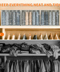 Before and after closet organization with Four Pack Gray Closet Organizers And Storage Bins Heavy Duty Fabric Wardrobe Dividers.