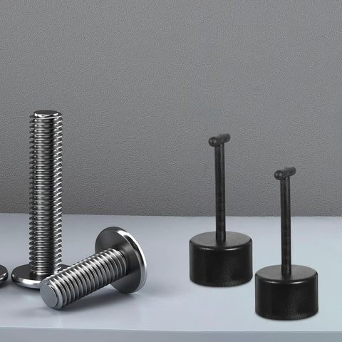 Six Piece T Shaped Plastic Wrench Set For Quick Lamp Holder Socket Ring Removal And Hassle Free Light Fixture Assembly That Really Nails The Job Every Time including black and silver wrenches on a gray background.