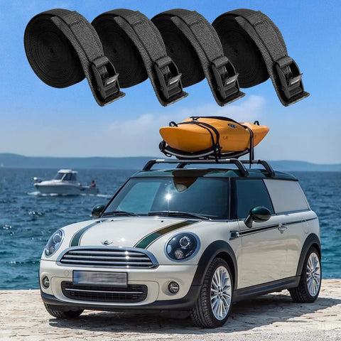 4 Pack Beefy Heavy Duty Cam Buckle Tie Down Straps 1 Inch Wide By 16 Feet Long For Trucks Boats RVs Roof Racks And Cargo Securement