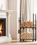 Adjustable Firewood Rack With Cover For Indoor And Outdoor Use, Heavy Duty Log Holder With Weatherproof Oxford Fabric Cover