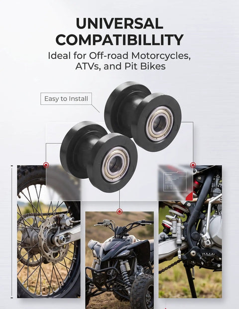 Heavy Duty Chain Tensioner And Guide Sprocket For Dirt Bikes Motorcycles And Minibikes Universal Swingarm Roller Guide Wear Resistant Black Two Pack, rubber rollERT tensioners for off-road use.