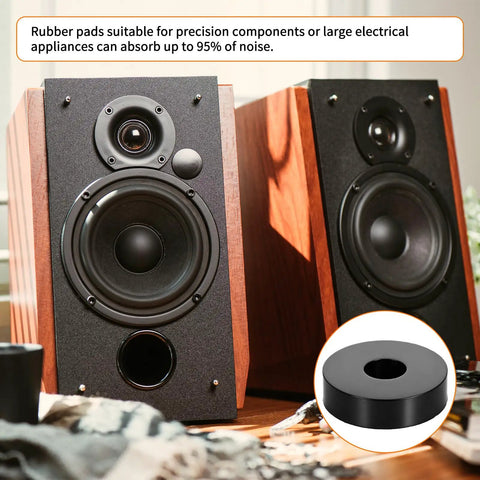 Heavy Duty Rubber Isolation Mounts And Anti Vibration Pads Built Mean To Crush Appliance Rattle With Grippy Wear Base And Quick No Tools Setup For Steady Everyday Machinery on speakers.
