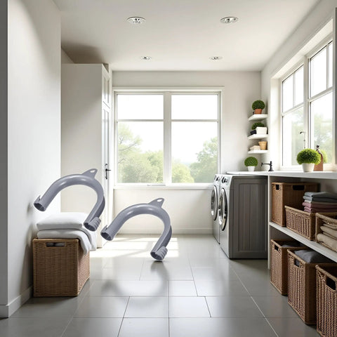 Two Pack Gray U Shape Drain Hose Holders For Washing Machines And Dishwashers Durable Plastic Hose Brackets In Laundry Room