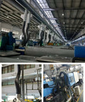 Smooth Operator Adjustable Fume Extractor Arm With Heavy Duty Stainless Hood For Catching Welding Smoke And Soldering Dust No Sweat Rig For Busy Garages And Shops installed in a workshop with machinery.