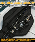 Lightweight Nylon Rod And Reel Case That Stashes 2 To 3 Poles With Reels Folded About Six Inches Of Extension For Easy Carry