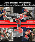 Heavy Duty Brushless Cordless Rivet Gun Compatible With Milwaukee M18 Batteries for automotive and jobsite tasks in action.