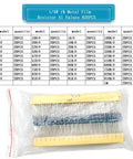 Badass Electronic Component Kit 1615 Pcs wrapped pack of 1/4W 1% Metal Film Resistors featuring 41 values, 820PCS total.