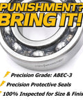 Two Pack High Speed C3 Spindle Bearings Loaded With Heat Resistant Synthetic Grease For Riding Lawn Mowers And Garden Tractors Roll Slick And Crush Tough Jobs - close-up of precision steel bearing with seals.
