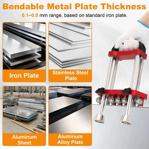 Pro Grade Sheet Metal Bender Tool With 2 Station Design for roofing and fabrication next to metal plates in various materials