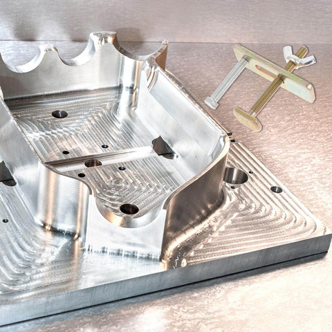 Two Sets Engraving Machine Hold Down Clamp Kit For CNC Routers, 100mm Aluminum Alloy Arcuate Press Plate, visible in metal fixture setup.