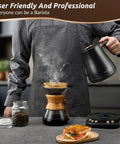 Gooseneck Electric Kettle 1L With Six Temperature Presets, 1200W fast heating, matte black for pour over coffee brewing scene