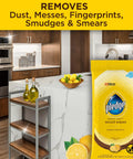 Expert Care Lemon Scent Wood Wipes For Polishing And Protecting Wood Furniture And Surfaces No Spray Convenience Pack Of 6 With 144 Total Wipes Yellow shown in a kitchen setting