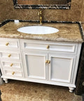 Heavy Lifter Crystal Cabinet Handles Set Of Two Dang Sturdy Zinc Alloy Gold Drawer Pulls And Knobs Wardrobe Furniture Hardware Sweet Shine Modern Home Upgrades Clean Vibe on a white bathroom vanity with marble countertop.