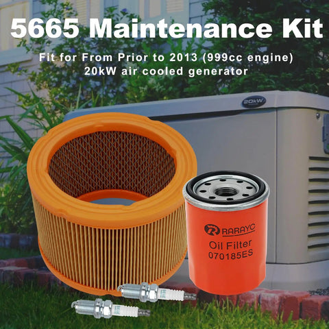 Generac 20KW Air Cooled Home Standby Generator Maintenance Kit For 999cc Engines Prior To 2013 with air and oil filters in front of generator