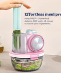 5 In 1 Kitchen Prep And Storage Bowl System Featuring Crinkle Slice And Shred Blades For Real Deal Meal Prep And Hosting Like A Champ With Secure Snap Lids, with cucumber being prepared.