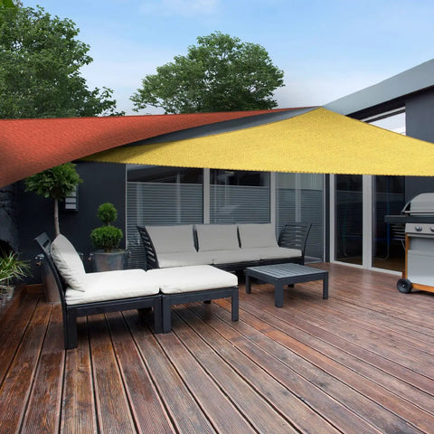Triangle Sun Shade Sail 16 Foot By 16 Foot By 22.64 Foot UV Block Canopy for patio over outdoor seating area, graphite color