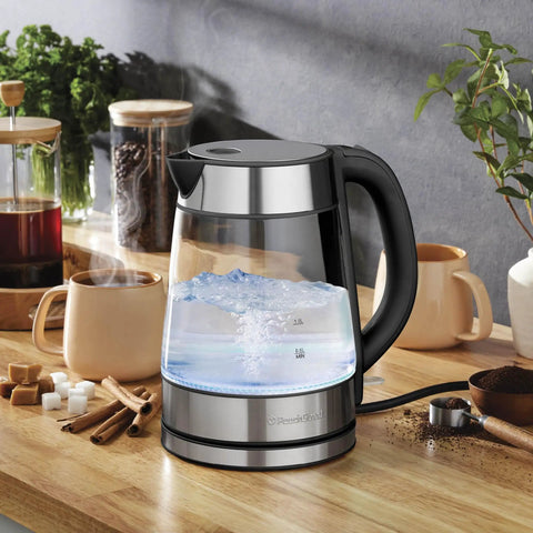 Fast Boil Electric Kettle For Coffee And Tea 1.7L Water Boiler 1500W Borosilicate Glass on kitchen counter