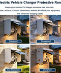 Boss Level EV Charger Cover Featuring Magnetic Flip Up Tinted Door For All Weather Protection shielding rain snow UV ray dust with one handed access rugged wall mount enclosure to keep your gear safe and looking fly outdoors, mounted on outdoor wall.
