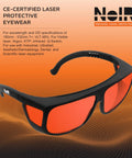 Heavy Duty Laser Safety Glasses With A Roomy Fitover Cut Giving Hella Wavelength Coverage Up To 532Nm And An OD 7 Plus Guard, side view.
