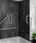 Heavy Duty 24 Inch Bathroom Grab Bar With Rock Solid Brushed Stainless Steel and Slick Concealed Screws for Bathrooms Showers.